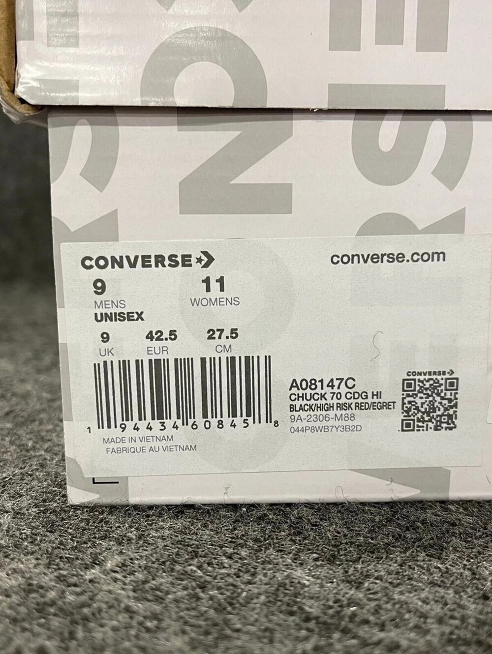 CONVERSE X Play Comme Des Garcons Chuck 70 High Multi Heart Shoes 11 New Box - Picture 5 of 7